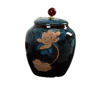 Ceramic Storage Tank, Chinese Vintage Porcelain Sealed Storage Jar, Retro Tea Canister with Lid, Loose Tea Tins Food Storage Container(Dark Blue)
