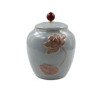 Ceramic Storage Tank, Retro Tea Canister Chinese Tea Storage Jar with Lid, Vintage Porcelain Sealed Jar(Light Blue)