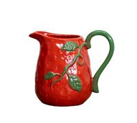Ceramic Strawberry Jug 19x15x13cm Red Summer Fruit Flower Arrangement Decorative Table Vase
