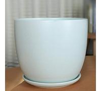 Ceramic Succulent Pots Indoor Outdoor Flower Pot with Bamboo Tray Planter Pot Plant Container Flowers Pots with Drainage for All House Plants,Matte Blue-XL,Matte Blue M