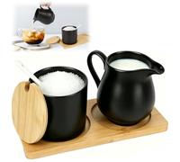 Ceramic Sugar and Creamer Set with Tray & Spoon, Breakfast Coffee Service | Ceramic Milk Jug, Small Milk Jug, Modern Serving Set for Afternoon Tea, Home & Gifts, Gravy, Microwave and Dishwasher Safe