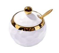 Ceramic Sugar Bowl with Lid and Spoon, 250ML Hammered Texture Sugar Jar