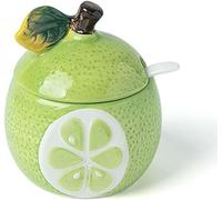 Ceramic Sugar Pot，Small Sugar Bowls with Lid, Fruit Shaped Little Jar Salt and Pepper Bowls, Ceramic Salt Bowl Seasoning Box, Colorful Small Sugar Bowl Bakey-Lime-0.3 ( Color : Lime , Size : 0.3 )