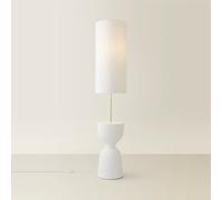 Ceramic Table Base Midi Floor Lamp with Tall Linen Shade cream