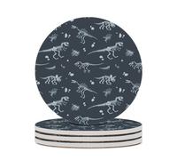 Ceramic Table Coasters Set of 4,Dinosaur Pattern Absorbent Drink Coaster Heat-Resistant Coasters with Cork Base for Home Decor House Warming Gifts Office