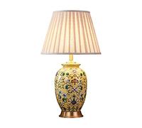 Ceramic Table Lamp Bedside Lamp for Living Room Large Size Sofa and Tea Table Corner Table Warm Retro Bedroom (Color : Yellow Size : 40X70cm)