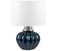 Traditional Table Lamp Bedside Light Off-White Shade Ceramic Dark Blue Base Neris