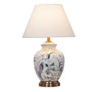 Ceramic Table Lamp Hand -Painted Flower and Bird Desk Light American Country Nightstand Night Light Light Marriage Decorants Desk Light for Bedroom Living Room/33 * 50Cm