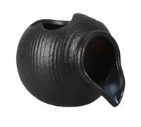 Ceramic Tabletop Water Fountain Jar for Aquariums and Pond Decor | Retro Black Open-top Spout Design, Calming Water Sound, Compact Desktop Size for Office Workers