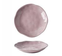 Ceramic Tableware Bowl Dish Set Rice Plate Dinner Household Snack Breakfast Dessert Bird's Nest Salad Fruit Ice Cream Soup Pasta (7-inch Plate,Purple)