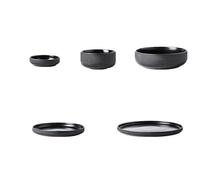 Ceramic Tableware Nordic Ceramic Tableware Matte Glazed Style Dishes Sets Salad Soup Bowl Flat Plate Dinnerware Dinner Set,Black 4 Person Set