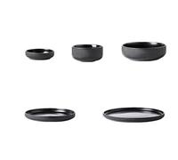 Ceramic Tableware Nordic Ceramic Tableware Matte Glazed Style Dishes Sets Salad Soup Bowl Flat Plate Dinnerware Dinner Set,Black 4 Person Set