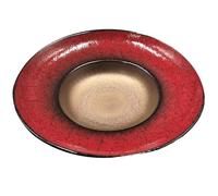 Ceramic Tableware Round Wide Rim Soup Bowls, Vintage Gold and Red Pasta Plate, Suitable for Salad, Dessert, Soup, Restaurant - 1Pc Japanese Steak Plate(8.5in)
