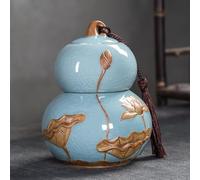 Ceramic Tea Bag Canister, Gourd-Shaped Sugar Jar, Snack Candy Storage Jar for Living Room, Coffee Bean Storage, Ideal Kitchen Organizer, 9.5-inch Tall