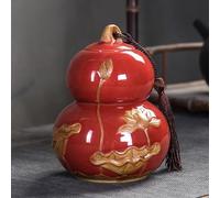 Ceramic Tea Bag Canister, Gourd-Shaped Sugar Jar, Snack Candy Storage Jar for Living Room, Coffee Bean Storage, Ideal Kitchen Organizer, 9.5-inch Tall