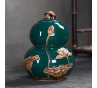 Ceramic Tea Bag Canister, Gourd-Shaped Sugar Jar, Snack Candy Storage Jar for Living Room, Coffee Bean Storage, Ideal Kitchen Organizer, 9.5-inch Tall