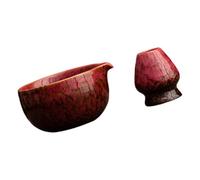 Ceramic Tea Bowl Holder Ceremony Set with Curved Reactive Glaze Finish for Whisk Storage Ritual Presentation Tea Bowl Set Ceramic Whisk Holder Chasen Stand Ceremony Ware Pouring Lip Home Table