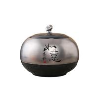 Ceramic Tea Canister Storage Jar, Silver Plated Moisture Proof Container for Chinese Pu'er, Green, Red, White Tea - Perfect for Home Organization