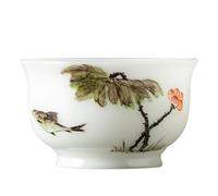 Ceramic Tea Cup Hand-Painted Ancient-Style Lotus Pond with Fish Delights Pure Jade Porcelain Ice-Type Owner's Cup Tea Tasting Cups for Tea