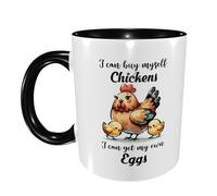 Ceramic Tea Cup I Can Buy Myself Chickens Large Handle Office Coffee Mug Glossy Finish Cafe Print Mug 11Oz