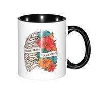Ceramic Tea Cup Mental Health Skeleton Exquisite Birthday Coffee Mug Large Handle Home Print Mug 11Oz