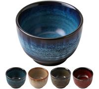 Ceramic Tea Cups, 5 Pcs Japanese Style 4.7 oz / 140 ml, Yerba Mate Set, Multicolor Coffee Cup, Small Cups for Hot and Cold Beverages, Microwave and Dishwasher Safe