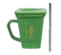 Ceramic Tea Cups | Drinkware Novelty Garbage Bin,Tea Cup with Straw,for Women Men Morning Routine Home Work Relaxing Moments Weekend Party