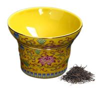Ceramic Tea Filter, Porcelain Mesh Strainer, 1.35 x 1.06 inch Loose Leaf Sifter, Portable Handmade Infuser, Traditional Kung Fu Design for Flower Tea, Coffee Brewing, Home Use, Indoor