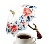 Ceramic Tea Infuser | Blue and White Peony Rotating Pore Tea Filter Umbrella Tea Filter for Kungfu Coffee Cooking Family Gathering Business Work