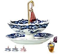 Ceramic Tea Infuser Set, Umbrella Loose Leaf Tea Strainer with Drip Tray Stand, Dishwasher Safe Cute Tea Filter for Loose Tea, Herbal & Fruit Tea, Elegant Gift for Tea Lovers(Birdsong)