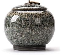 Ceramic Tea Jar，Kitchen Canisters Vintage Ceramic Storage Jar with Lid, Ceramic Tea Jar Vintage Chinese Storage Jar, Home Kitchen Dining Decorative Tea Jar Ceramic 720ml(Yellow)