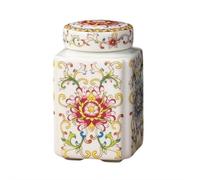 Ceramic Tea Jar With Lid, Vintage Chinese Style Storage Jars Tea Tins Cans Canister Tea Caddy Coffee Bean Storage Jar 200ml for Kitchen Coffee Spices Sugar