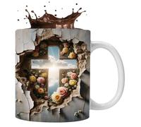 Ceramic Tea Mug - 3D Hope Sunshine Pattern Breakfast Cup | Ceramic Mug for Milk, Hot Drinks, Good Heat Preservation, Elegant Cup for Tea, Coffee and Daily Use, Perfect for Giving