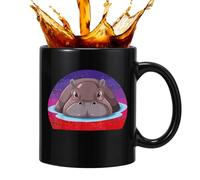 Ceramic Tea Mug, Fun Pygmy Hippo Design Mug, Ceramic Drinkware Coffee Mug, Whimsical Animal Pattern Cup for Home, and Workplace Use, Animal Lovers