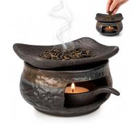 Ceramic Tea Stove, Cedar Zen Herb Burner, Ceramic Aromatherapy Stove Essential Oil Burner for Any Incense, Tea Light Candle Holders Teapot for Home Office, Warmer, Meditation