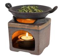 Ceramic Tea Stove Warmer Set, Aromatherapy Burner with Deep Bowl, Wax Melt Burner,Design Essential Oil Heating Candle Melting Herb Purification and Teapot Warmer Home Fragrance Decor for Living Room