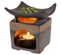 Ceramic Tea Stove Warmer Set, Aromatherapy Burner with Deep Bowl, Wax Melt Burner,Design Essential Oil Heating Candle Melting Herb Purification and Teapot Warmer Home Fragrance Decor for Living Room