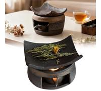 Ceramic Tea Stove Warmer Set,Cedar and Zen Aromatherapy Burner,Ceramic Aromatherapy Stove Essential Oil,Handmade Ceramics Candle Wax Melts Warmer with Tealight Holde,for Meditation