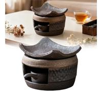 Ceramic Tea Stove Warmer Set,Cedar and Zen Aromatherapy Burner,Ceramic Aromatherapy Stove Essential Oil,Handmade Ceramics Candle Wax Melts Warmer with Tealight Holde,for Meditation