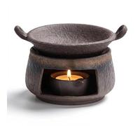 Ceramic Tea Stove Warmer Set, Cedar and Zen Aromatherapy Burner for Meditation & Home Fragrance, Handmade 3-in-1 Candle Wax Melts Warmer with Tealight Holder for Heating Tea, Coffee (Teapot Stove)