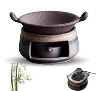 Ceramic Tea Stove Warmer Set, Cedar and Zen Aromatherapy Burner, Handmade Ceramic Candle Wax Melts Warmer with Tealight Holder, for Meditation (A)