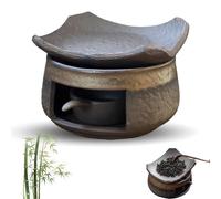 Ceramic Tea Stove Warmer Set, Cedar and Zen Aromatherapy Burner, Handmade Ceramic Candle Wax Melts Warmer with Tealight Holder, for Meditation (B)