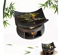 Ceramic Tea Stove Warmer Set, Cedar and Zen Burner, Ceramic Aromatherapy Stove Natural Oil Fragrance Diffuser & Tea Warmer Set, Handmade Candle Wax Melts with Tealight Holder (A 1pcs)
