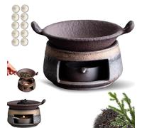 Ceramic Tea Stove Warmer Set, Cedar and Zen Burner with Candle Heating Base,Cedar and Zen Aromatherapy Burner, Teapot and Heater for Te-a And Coffee, for Home Office Hotel Meditation (#02)