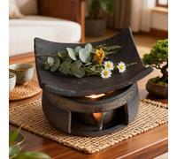 Ceramic Tea Stove Warmer Set, Handmade Zen Incense Burner Kit, Cedar and Zen Aromatherapy Burner, Versatile TeaHeater Stove Ceramic Teapot Warmer TeaLight Candle Holder for Tea Lovers