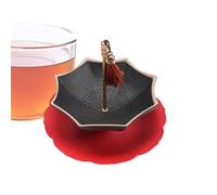 Ceramic Tea Strainer,Chinese Style Rotating with Micropores and Saucer | Umbrella Shaped Bulk Tea Filter - For Kung Fu Coffee, Family Dinners, Ceremonies, Business and Work