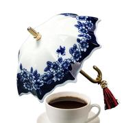 Ceramic Tea Strainer - Fine Pore Rotating Chinese Style | Porcelain Umbrella Shape Infuser | for Coffee Brewing Kitchen Office Family Dinners Ceremonies Loose Leaf Maker Filter Funnel Drip Cup