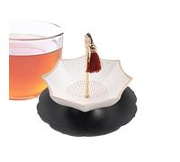 Ceramic Tea Strainer, Rotating Fine Pore Filter, 11cm Umbrella Shape Tea Infuser Set Kitchen Use, Loose Leaf Brewing Tool, Kung Fu Coffee Filter, Elegant Ceremony Dining Work Use