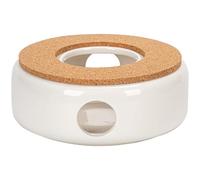 Ceramic Tea Warmer White with Cork Insert - Round Tea Cosy for Teapot and Tea Light for Keeping Tea or Coffee Warm