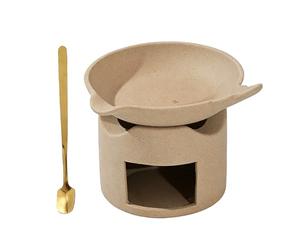 Ceramic Tea Warmer with Bowl Essential Oil Melters and Tea Brewing Home Decor Multipurpose Home Warmer